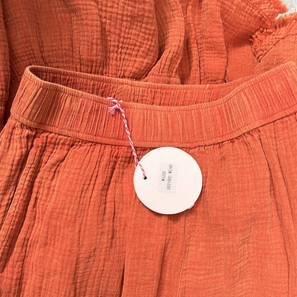 Umgee Orange Rust Wide Leg Ruffle Layered Hem Pants size M - Picture 13 of 14